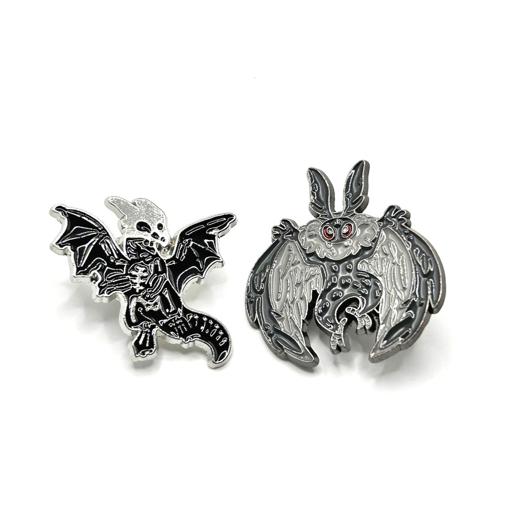 Mothman Skeleton Enamel Pin Unisex OS Black Cryptid Goth Horror Gift